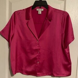 Rachel Zoe Fuchsia Satin Button Down Shirt